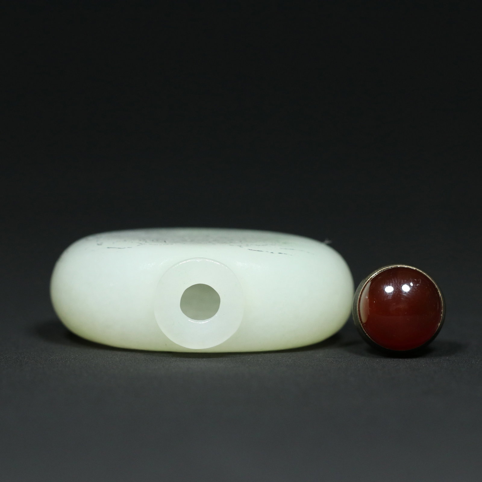 Old Hetian Jade Snuff Bottle Hand Carved Mountain River Scene Poetic Prose - 4