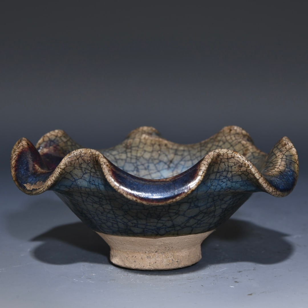 Variable Glaze Jun Kiln Porcelain Flower Edge Bowl - 2