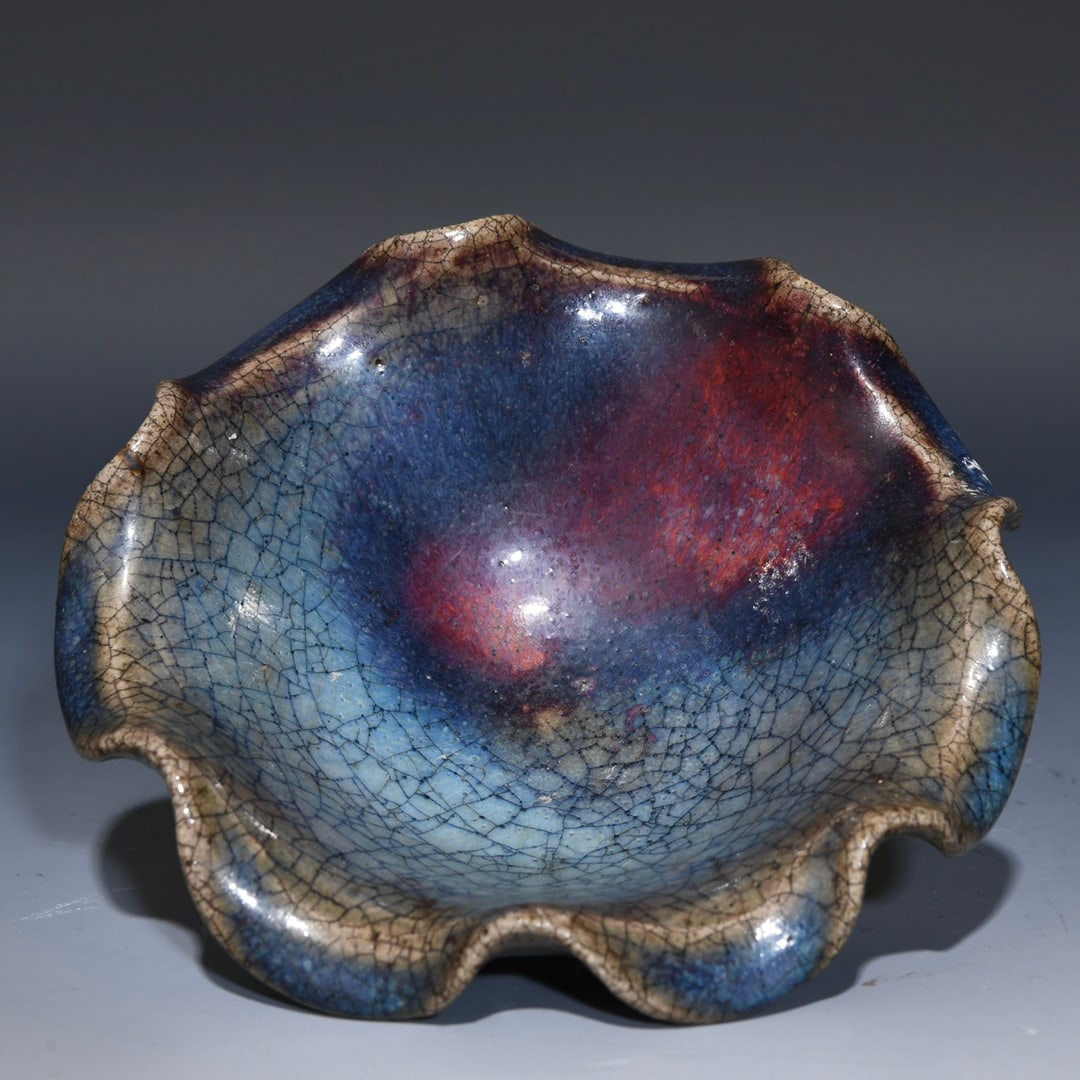 Variable Glaze Jun Kiln Porcelain Flower Edge Bowl - 3