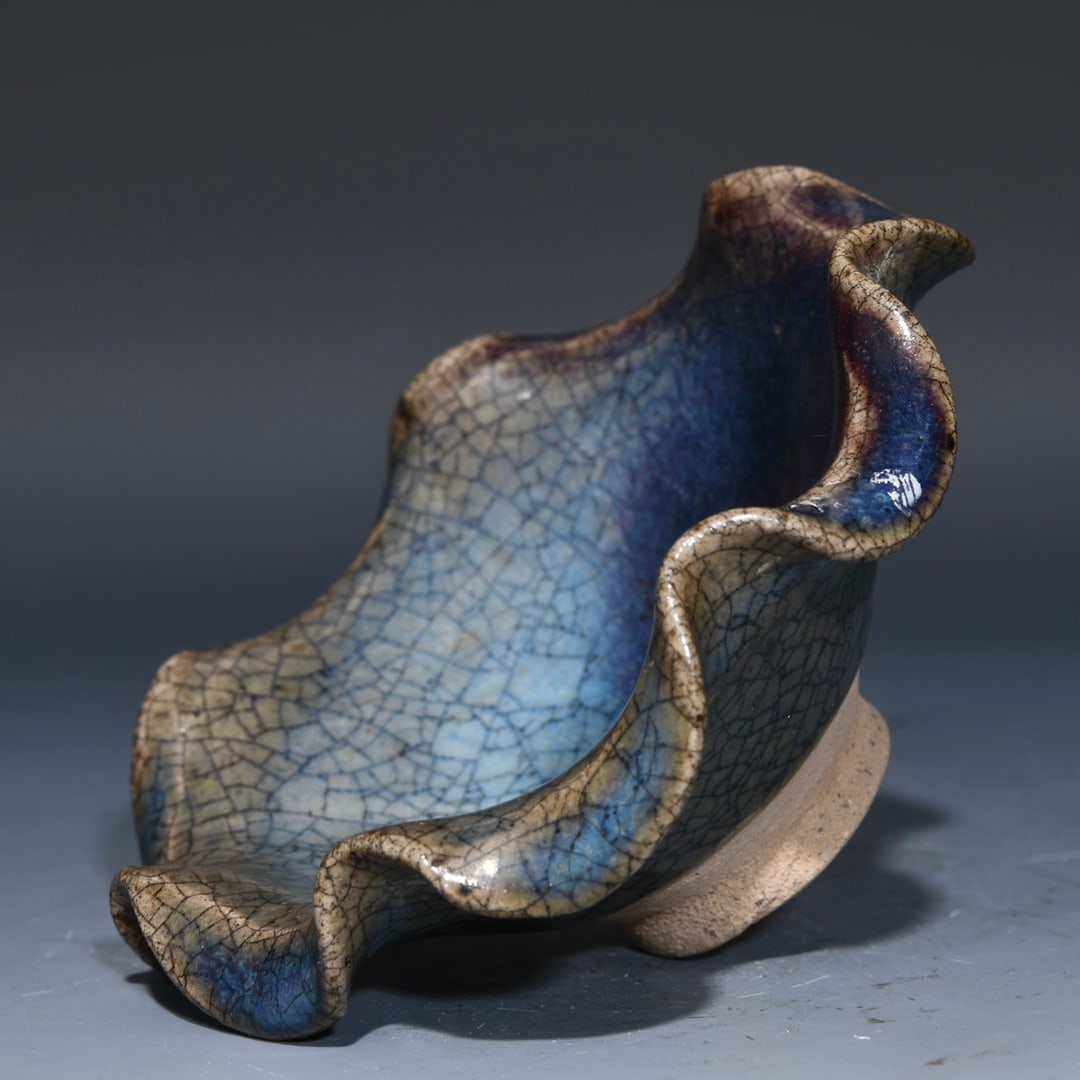 Variable Glaze Jun Kiln Porcelain Flower Edge Bowl - 5