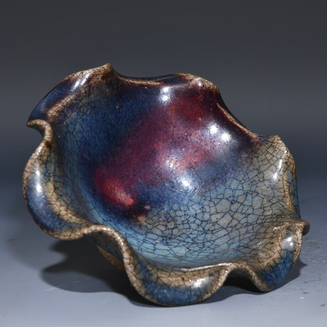 Variable Glaze Jun Kiln Porcelain Flower Edge Bowl - 6