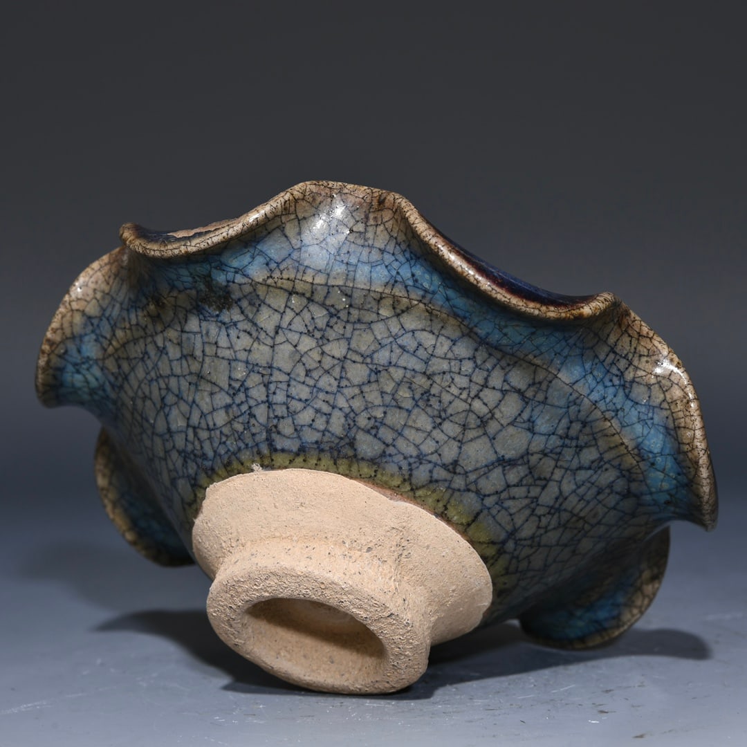 Variable Glaze Jun Kiln Porcelain Flower Edge Bowl - 7