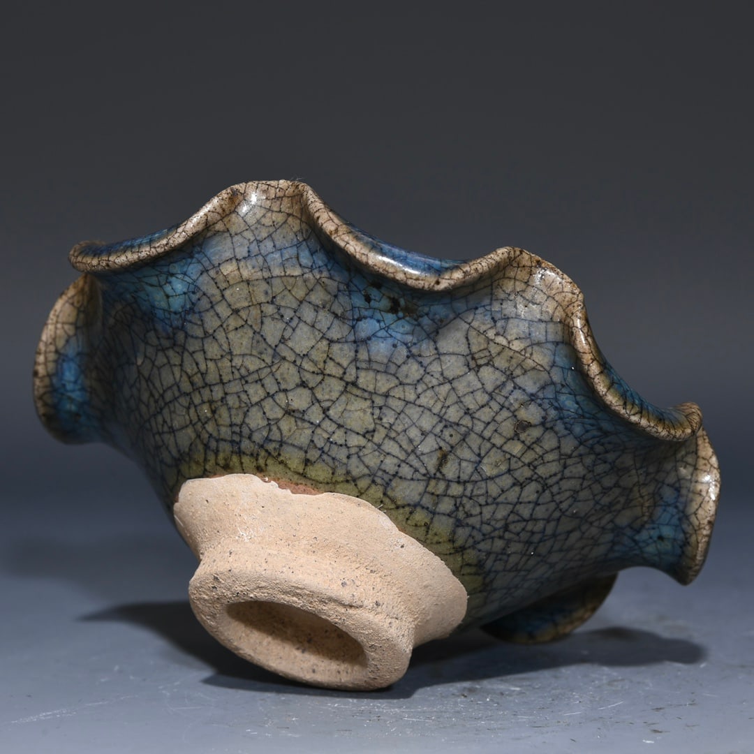 Variable Glaze Jun Kiln Porcelain Flower Edge Bowl - 8
