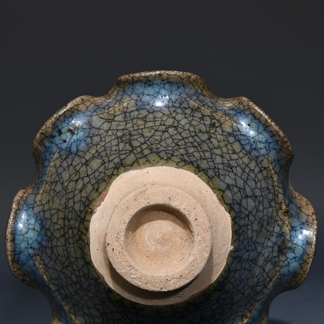 Variable Glaze Jun Kiln Porcelain Flower Edge Bowl - 9