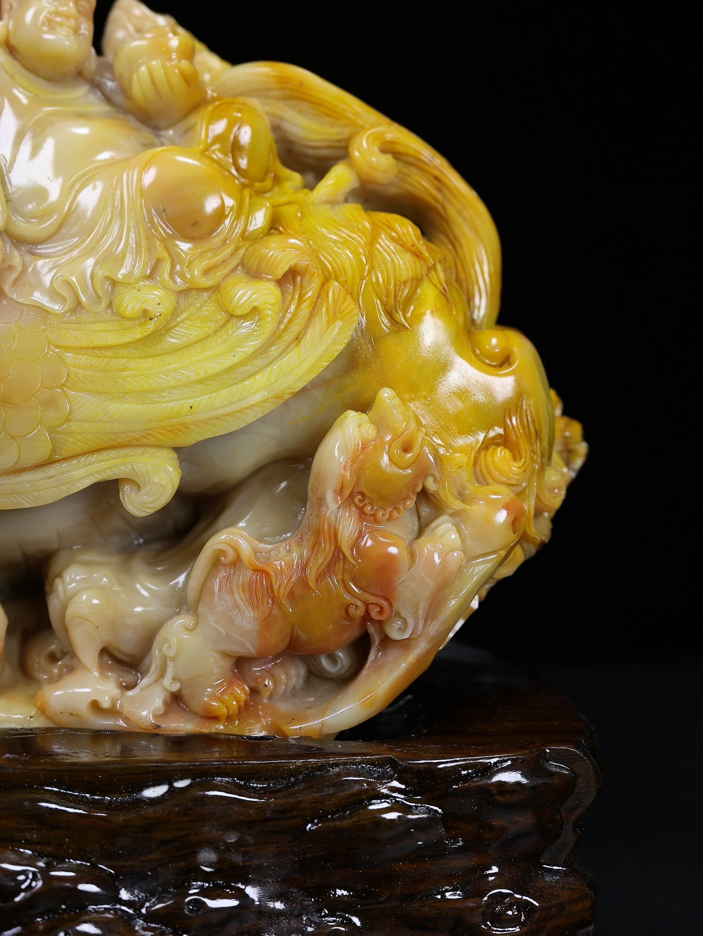 High-quality Shoushan Soapstone Hand-Carved Lucky Beast & Buddhism Arhat Staute - 8