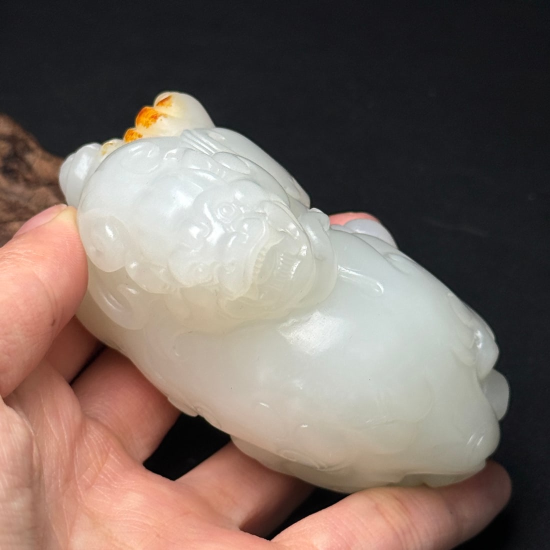 Old Hetian Jade Hand Carved Beast Statue - 8