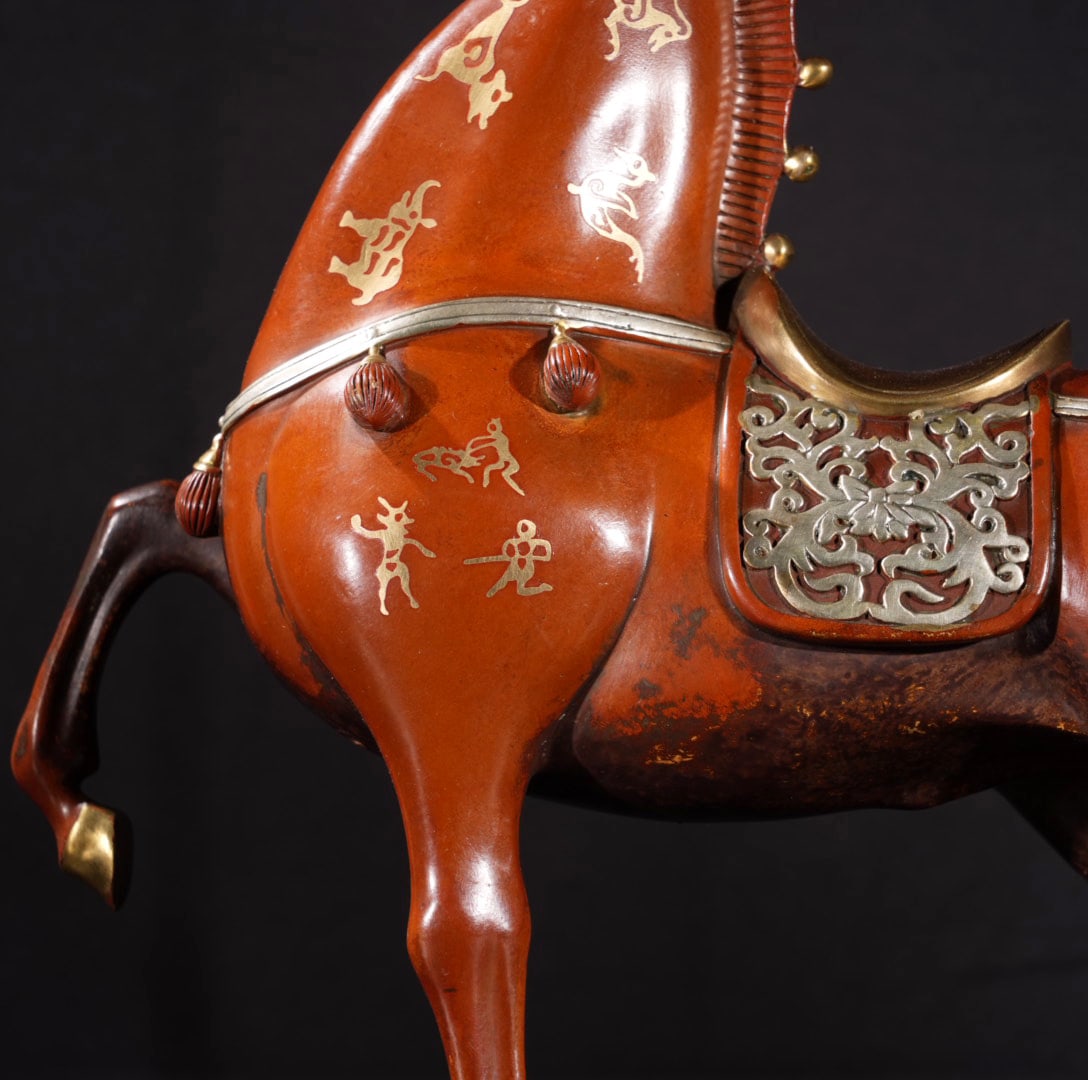 Vintage Gilt Gold Red Copper Horse Statue - 3