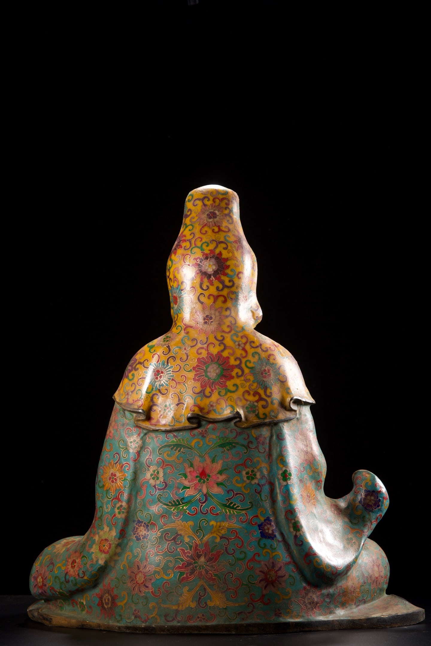 Vintage Bronze Cloisonne Kwan-yin Statue - 7
