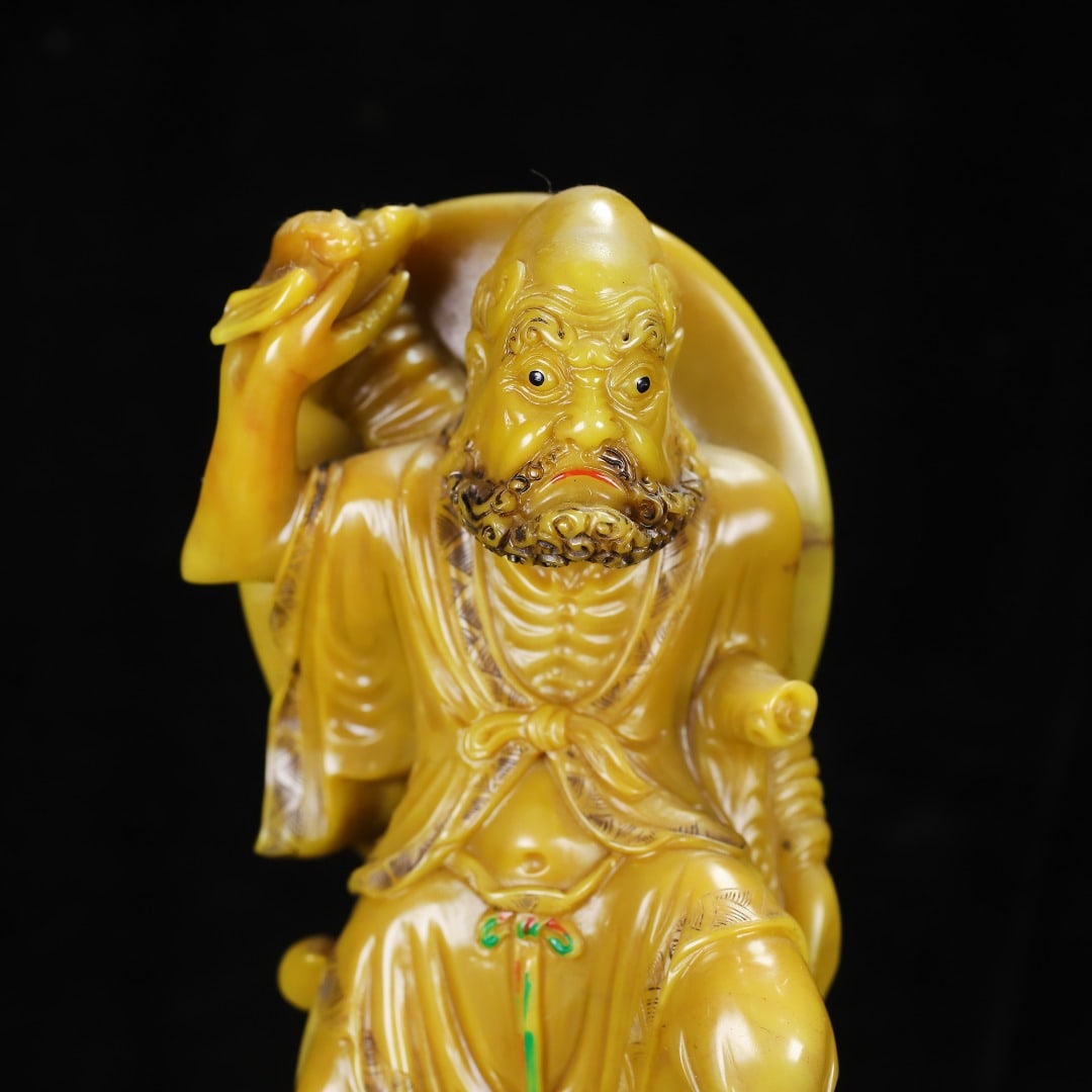 Vintage Tianhuang Shoushan Soapstone Hand-Carved Statue - Tie Guai Li - 2