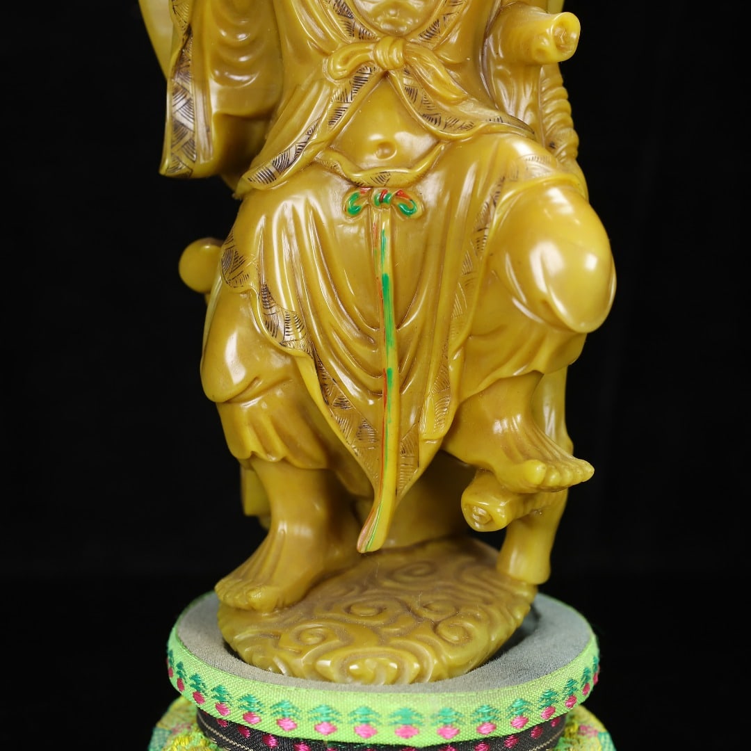 Vintage Tianhuang Shoushan Soapstone Hand-Carved Statue - Tie Guai Li - 4