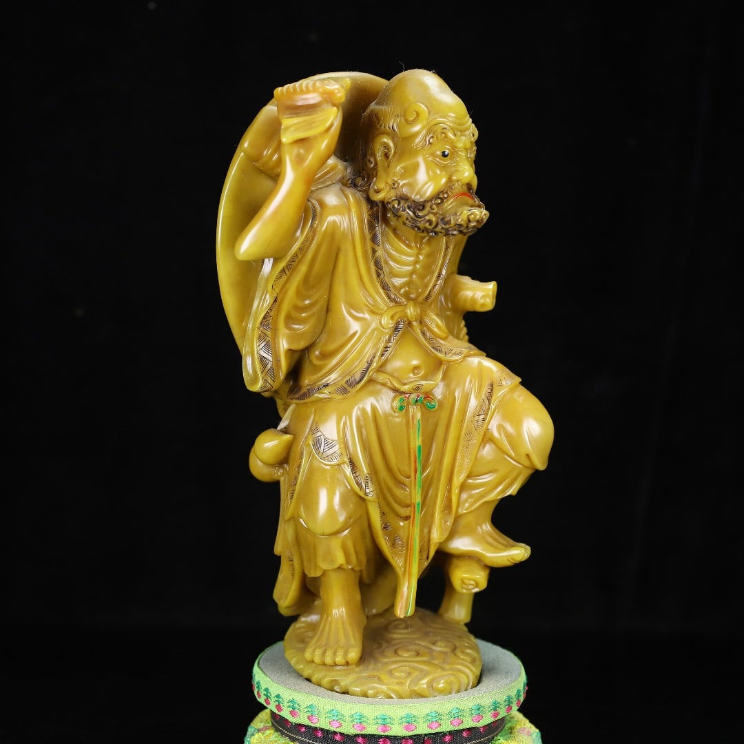 Vintage Tianhuang Shoushan Soapstone Hand-Carved Statue - Tie Guai Li - 5