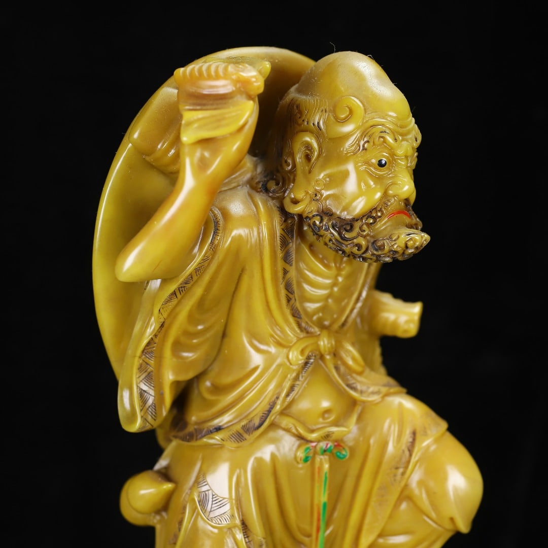 Vintage Tianhuang Shoushan Soapstone Hand-Carved Statue - Tie Guai Li - 6