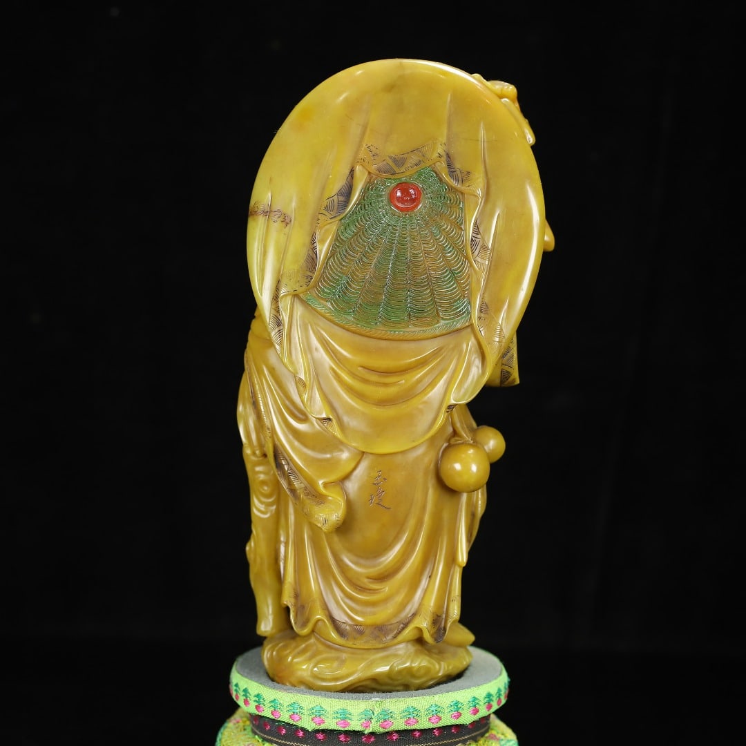 Vintage Tianhuang Shoushan Soapstone Hand-Carved Statue - Tie Guai Li - 9