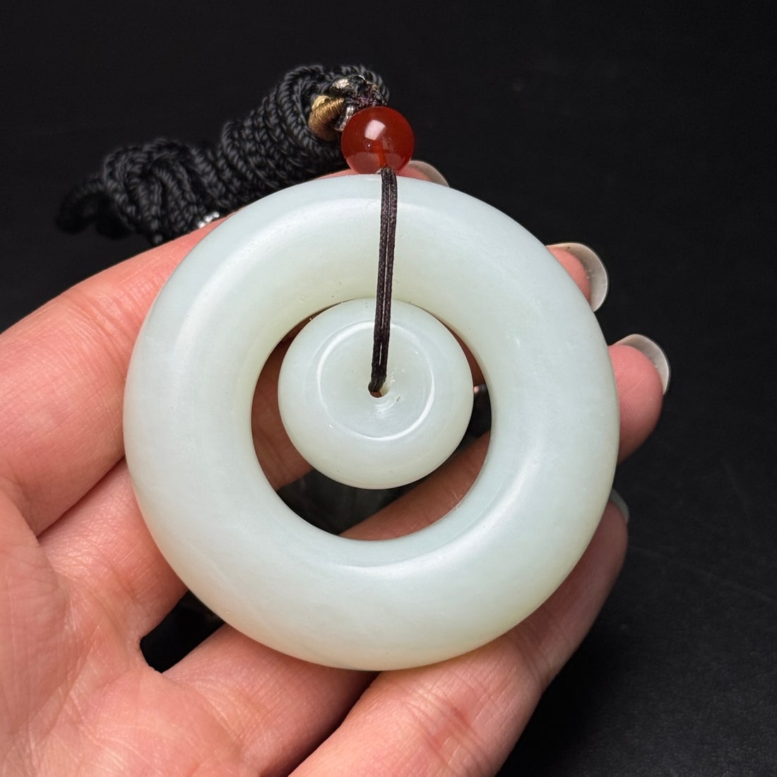 White Hetian Jade Lucky Pendant - 8