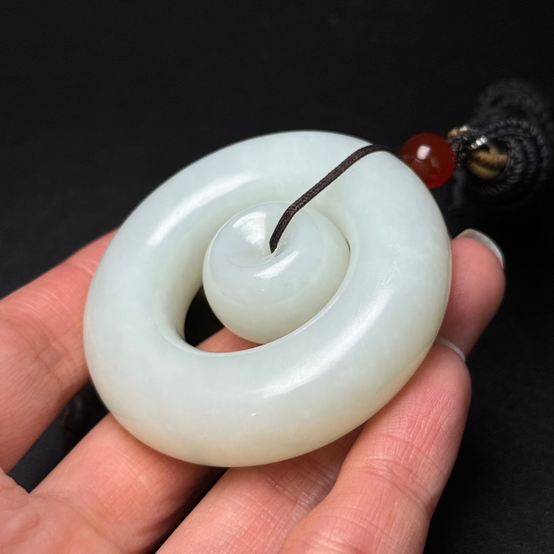 White Hetian Jade Lucky Pendant - 9