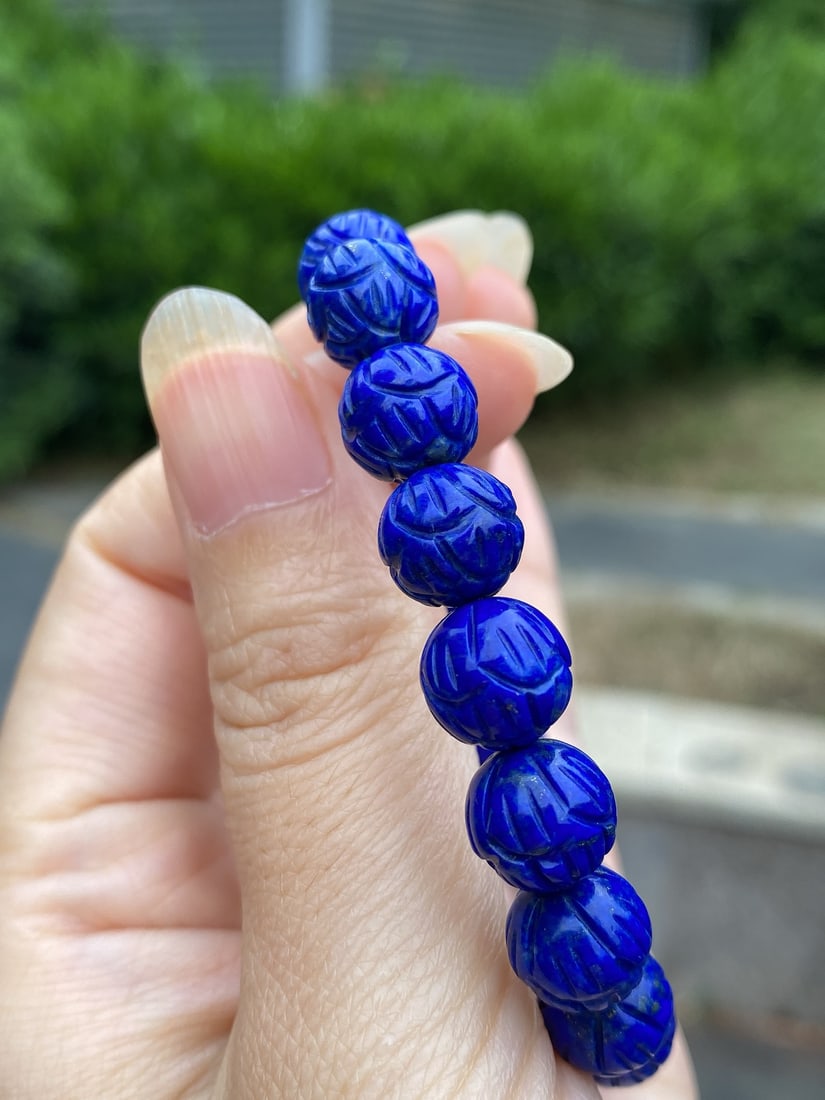 10.5mm Natural Lapis Lazuli Beads Bracelet - 2