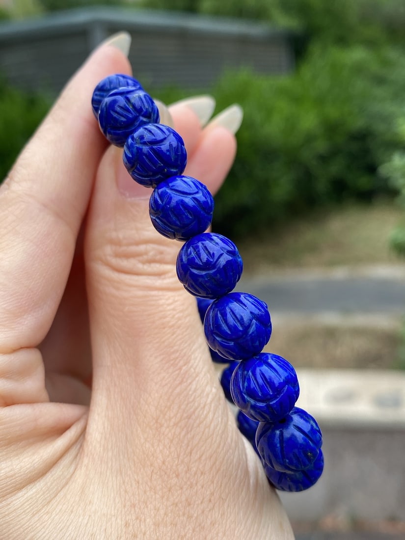 10.5mm Natural Lapis Lazuli Beads Bracelet - 3