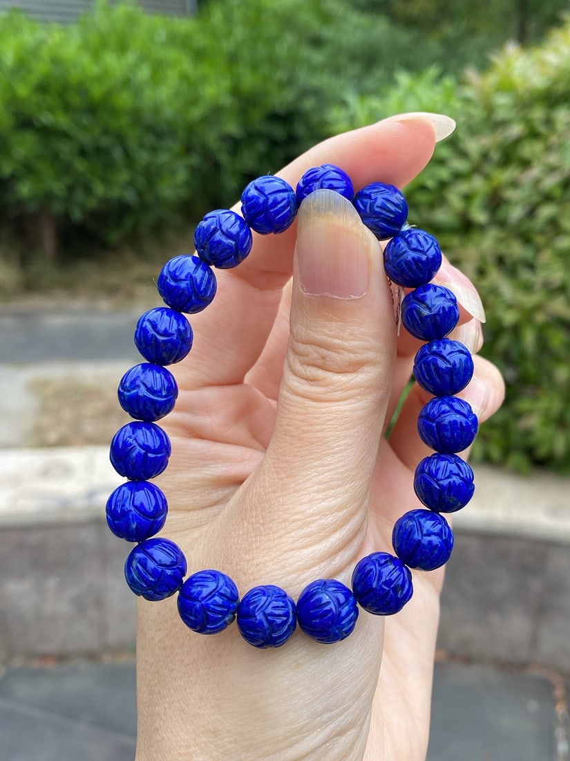 10.5mm Natural Lapis Lazuli Beads Bracelet - 4