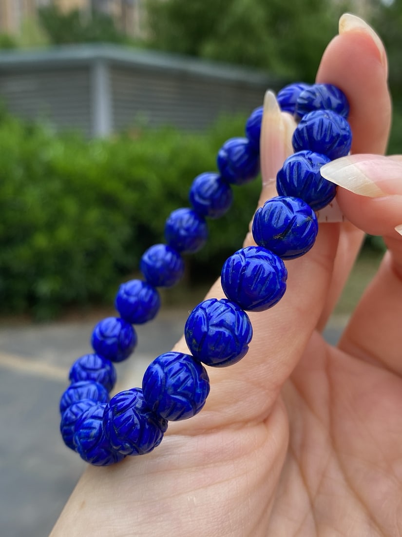 10.5mm Natural Lapis Lazuli Beads Bracelet - 5