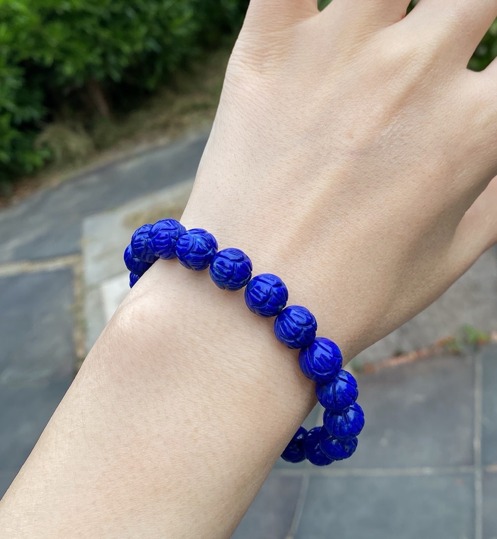 10.5mm Natural Lapis Lazuli Beads Bracelet - 6