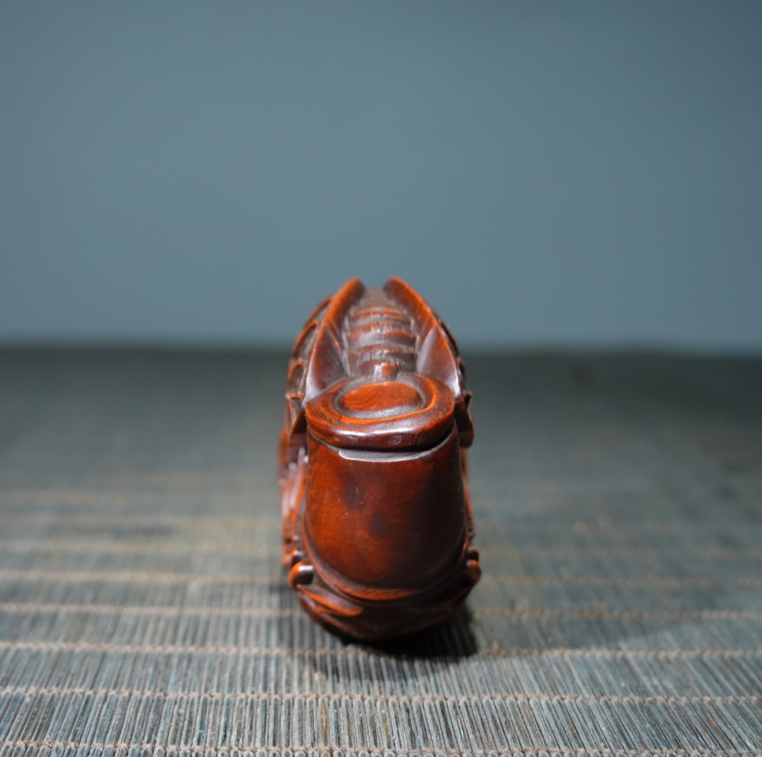 Old Boxwood Wood Bamboo & Cicada Pendant - 4