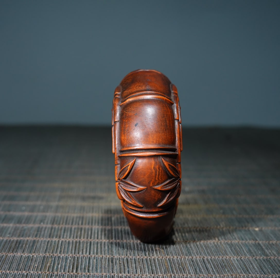 Old Boxwood Wood Bamboo & Cicada Pendant - 9