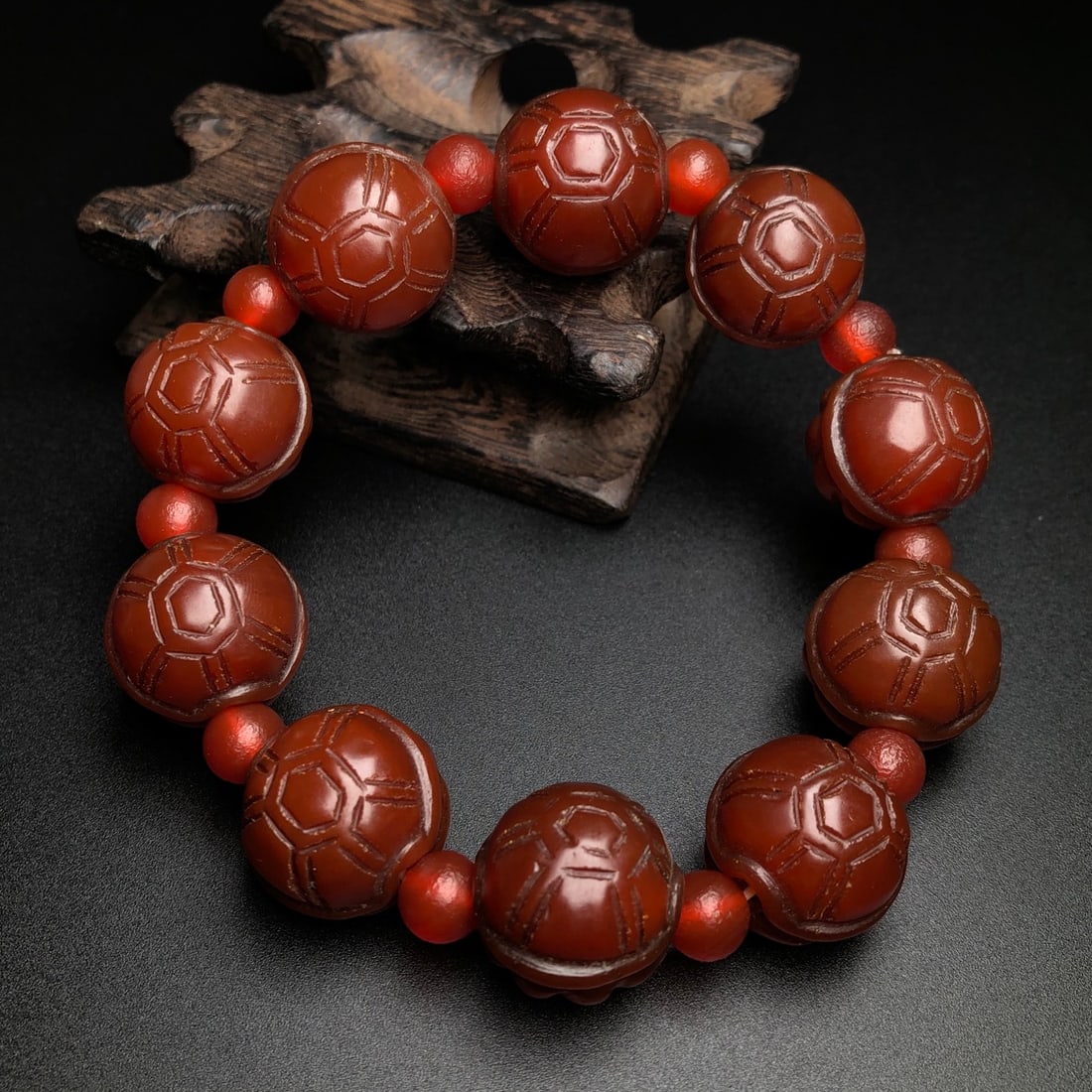 Old Red Agate Turtle shell Bracelet (1 of 9)
