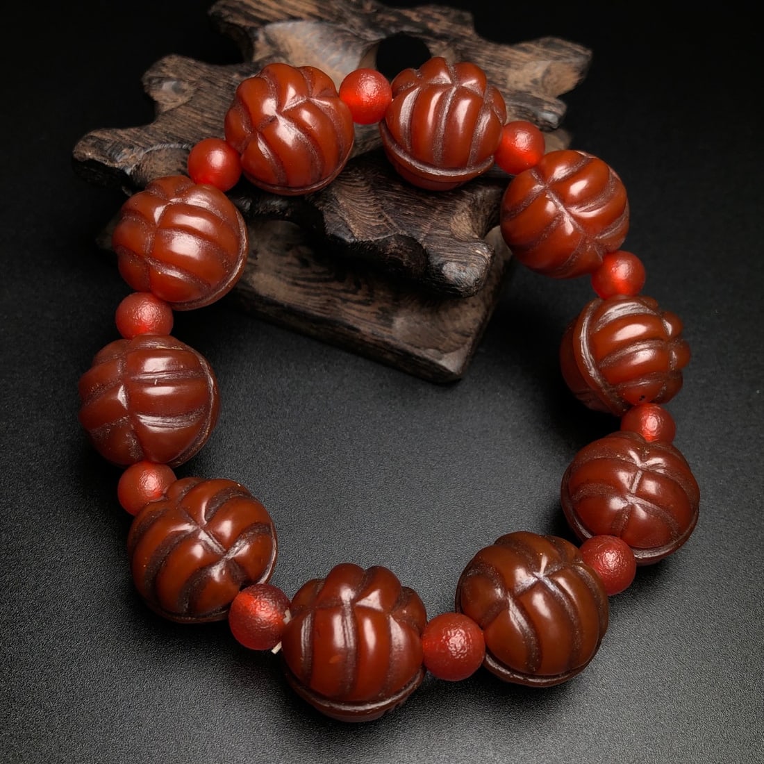Old Red Agate Turtle shell Bracelet - 2