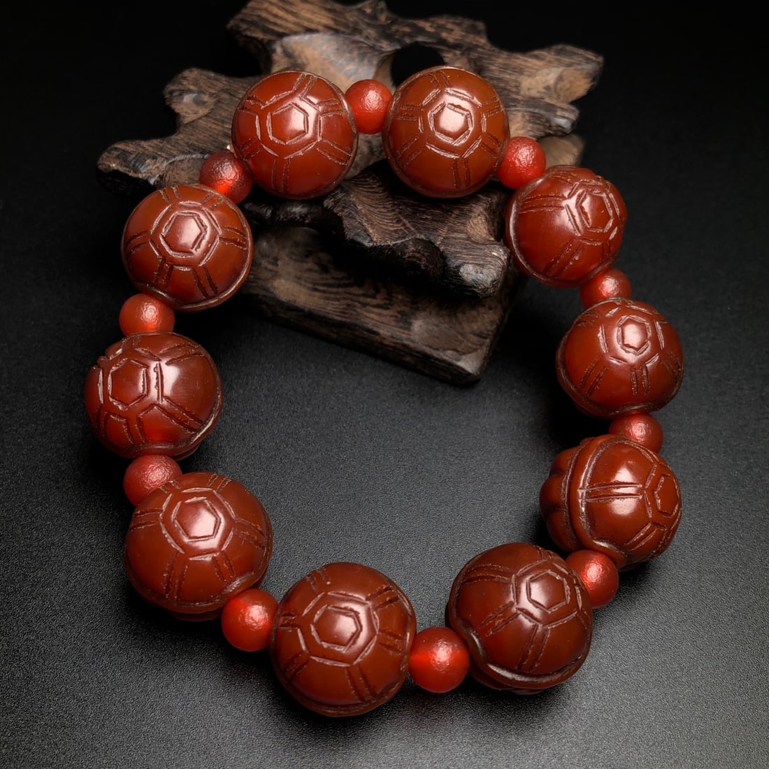 Old Red Agate Turtle shell Bracelet - 3