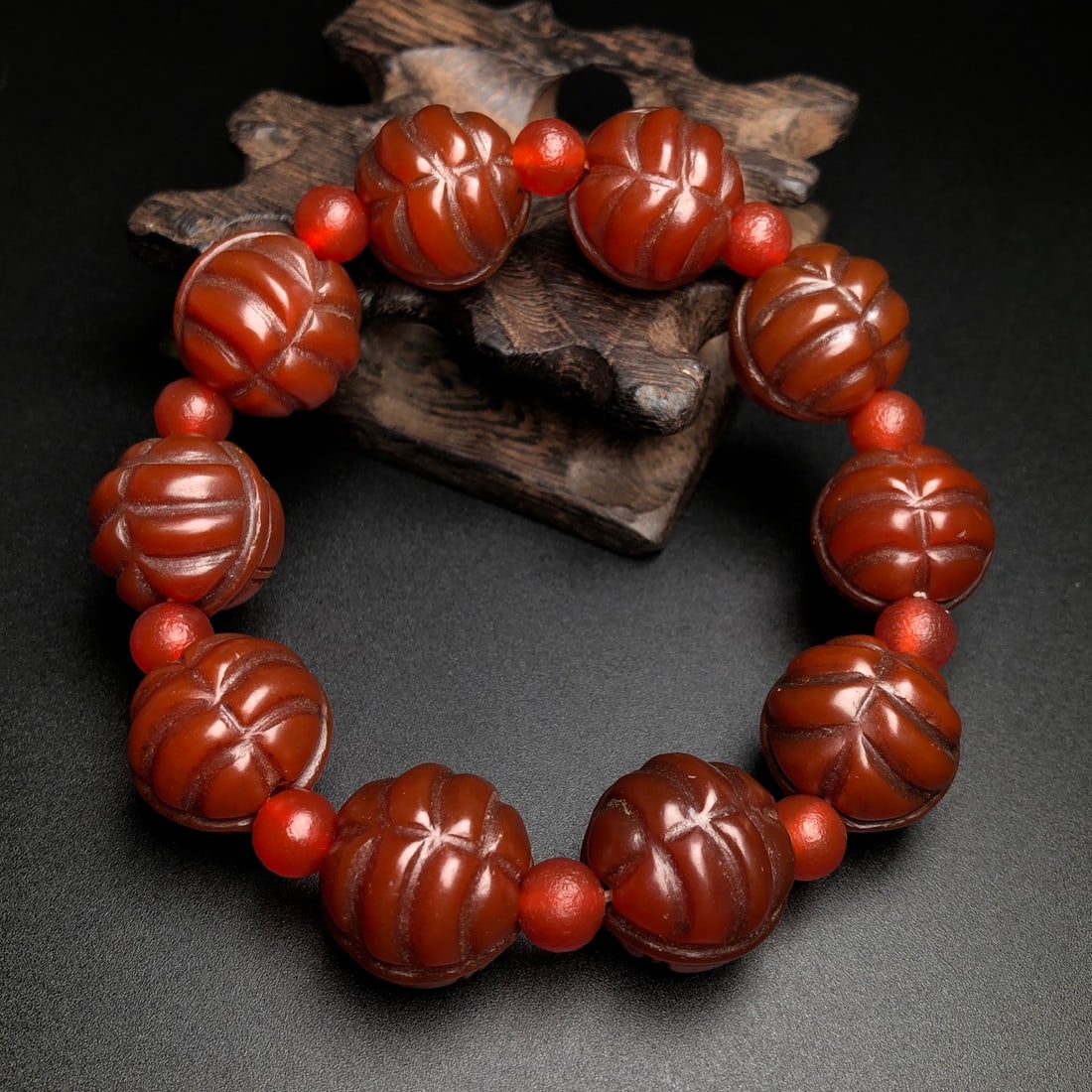 Old Red Agate Turtle shell Bracelet - 4