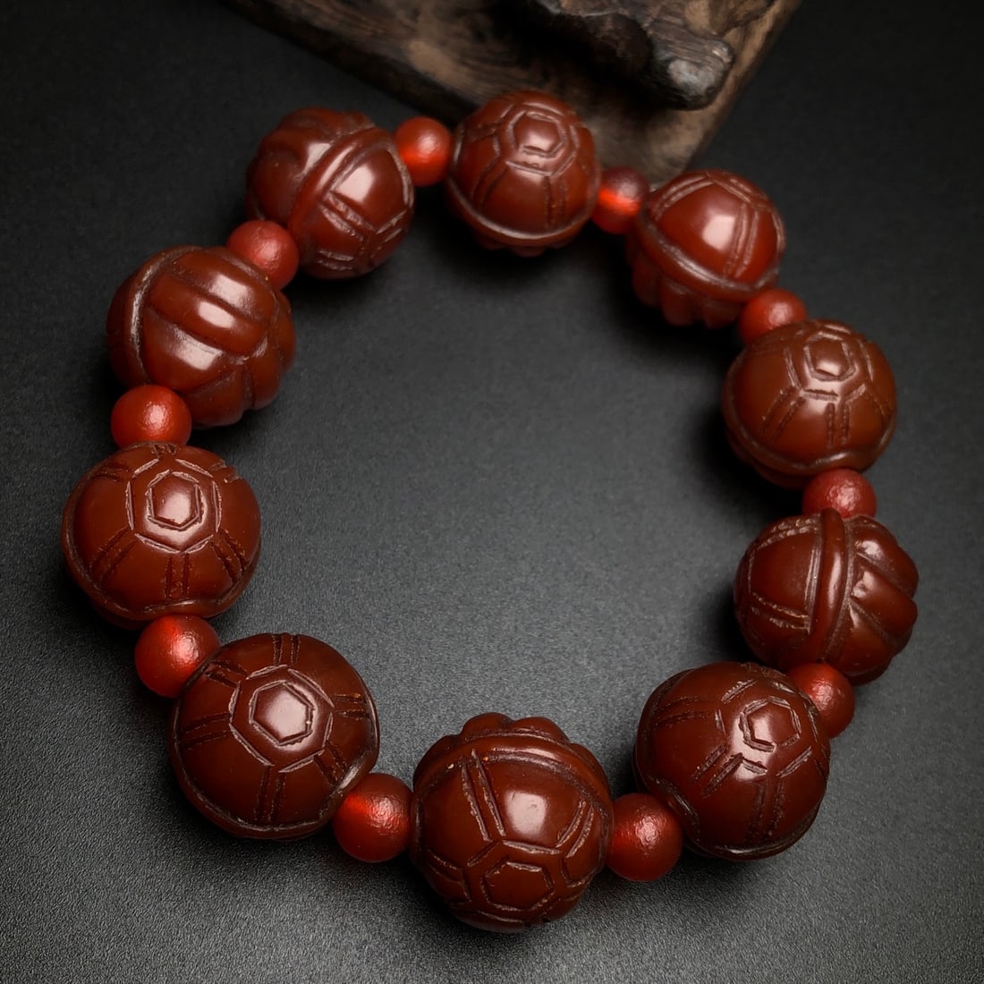 Old Red Agate Turtle shell Bracelet - 5