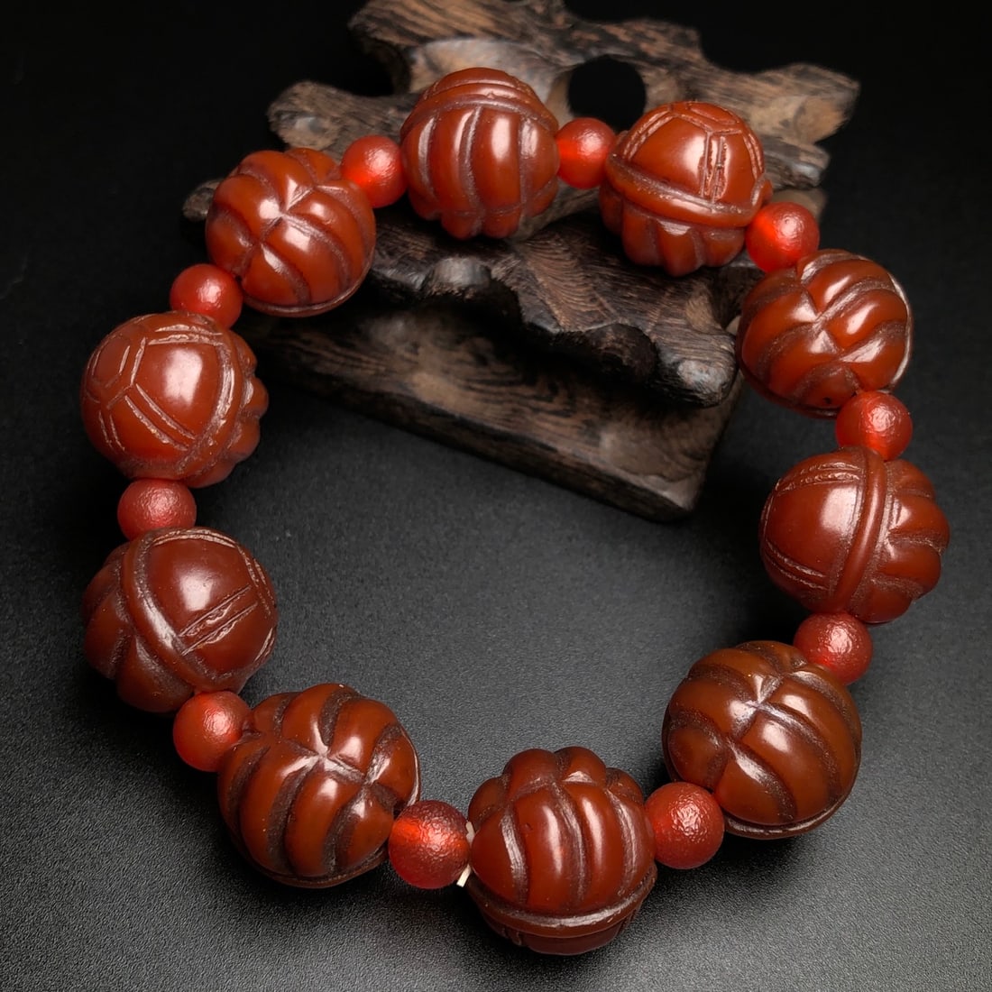Old Red Agate Turtle shell Bracelet - 6
