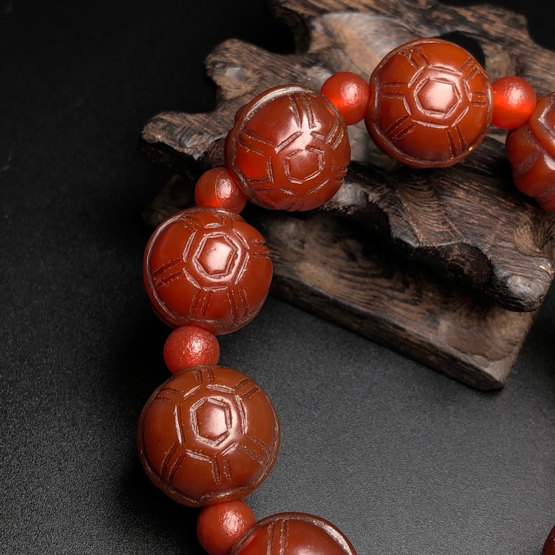 Old Red Agate Turtle shell Bracelet - 7