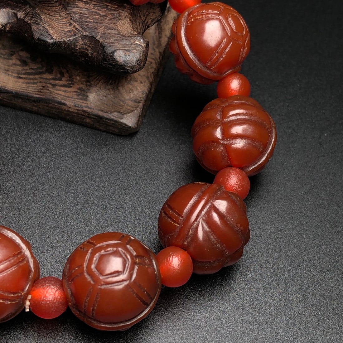 Old Red Agate Turtle shell Bracelet - 8