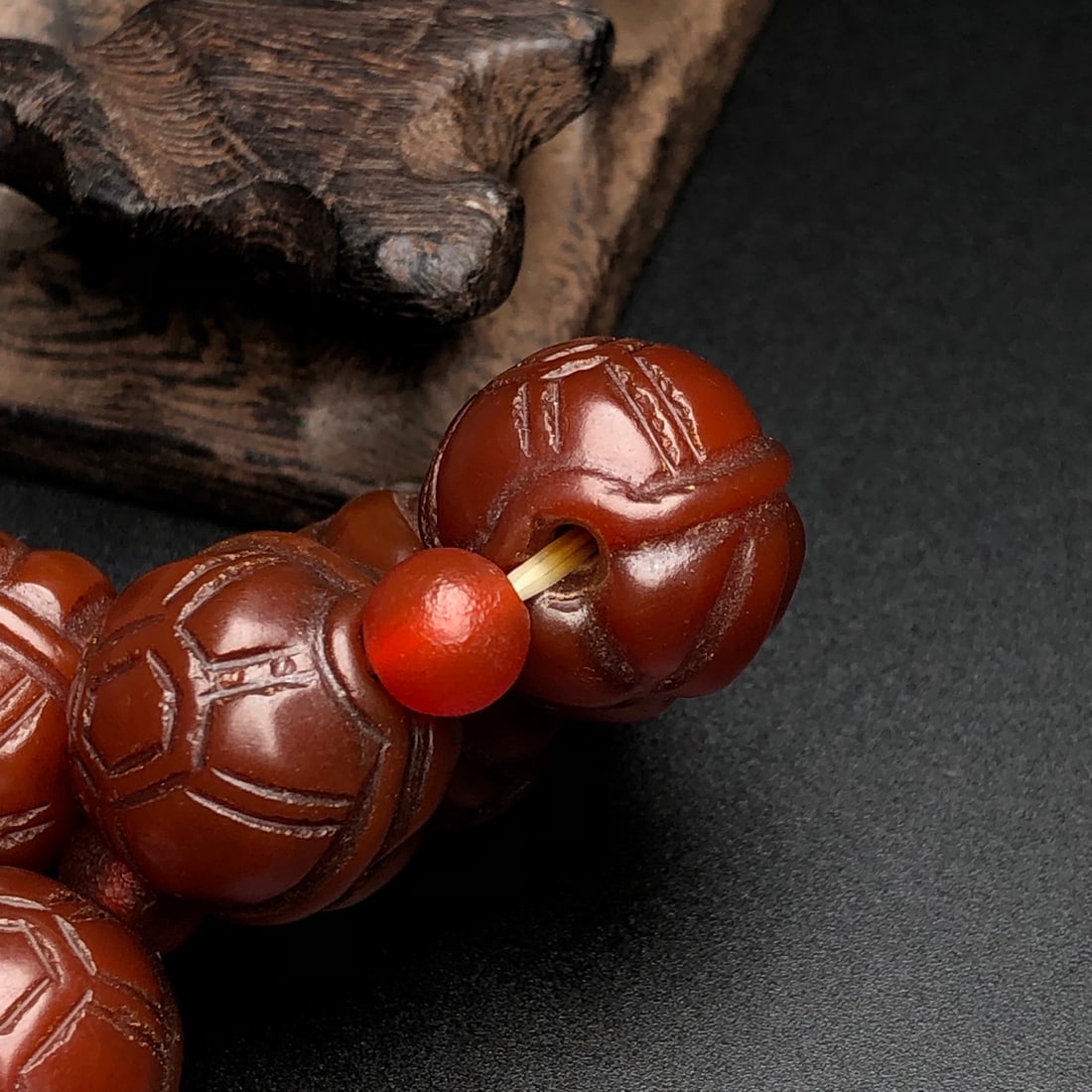 Old Red Agate Turtle shell Bracelet - 9