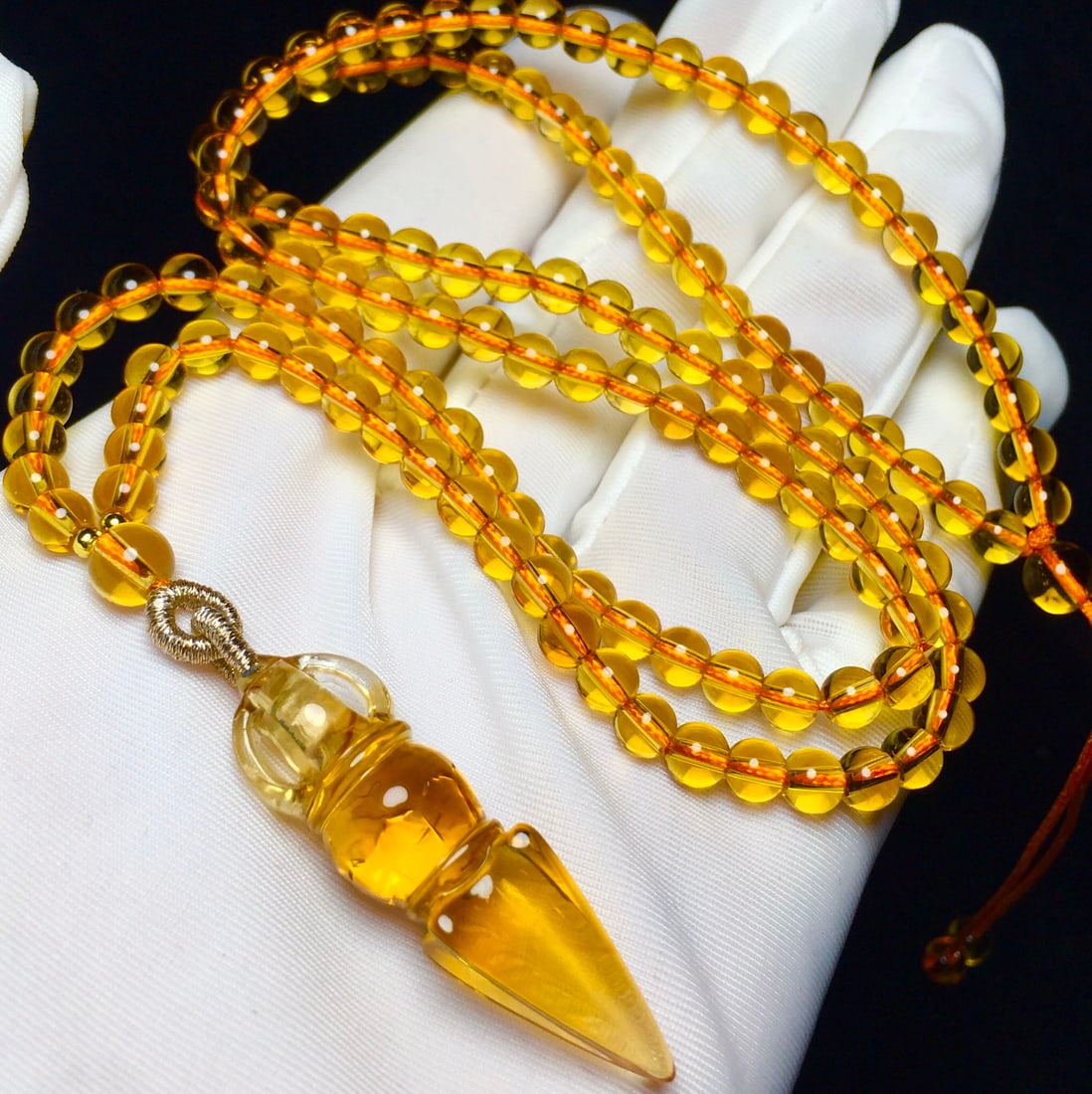 Natural Yellow Crystal Pestle Xiangmo Pendant & Necklace - 2