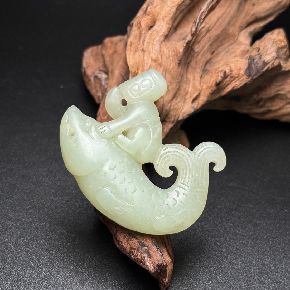 Vintage Hetian Jade Pendant - Fish - 2
