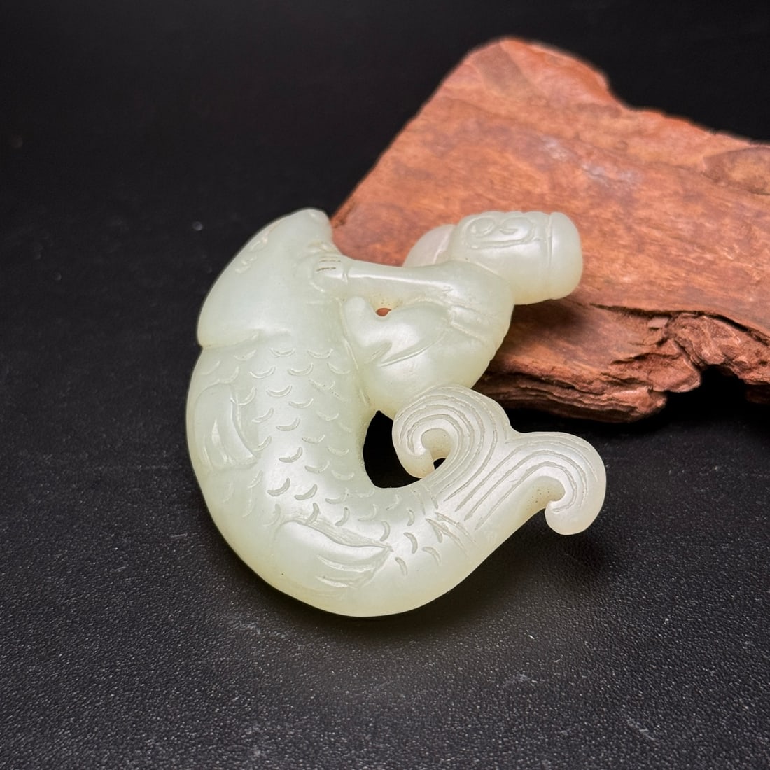 Vintage Hetian Jade Pendant - Fish - 5