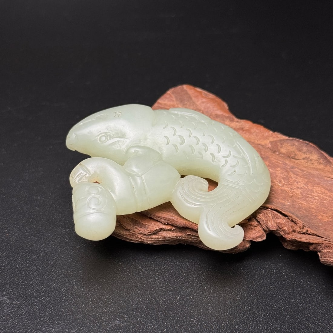Vintage Hetian Jade Pendant - Fish - 7