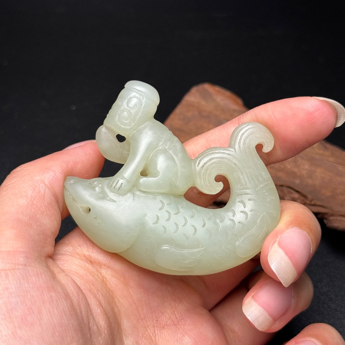 Vintage Hetian Jade Pendant - Fish - 8