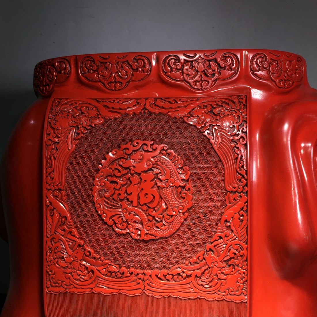 Vintage Red Lacquerware Elephant Statue - 7