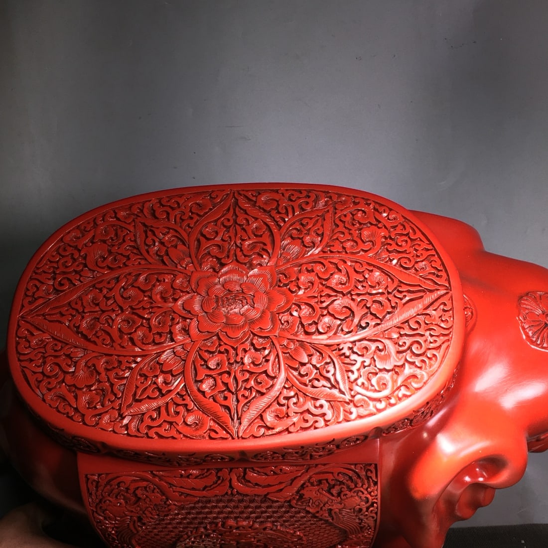 Vintage Red Lacquerware Elephant Statue - 8