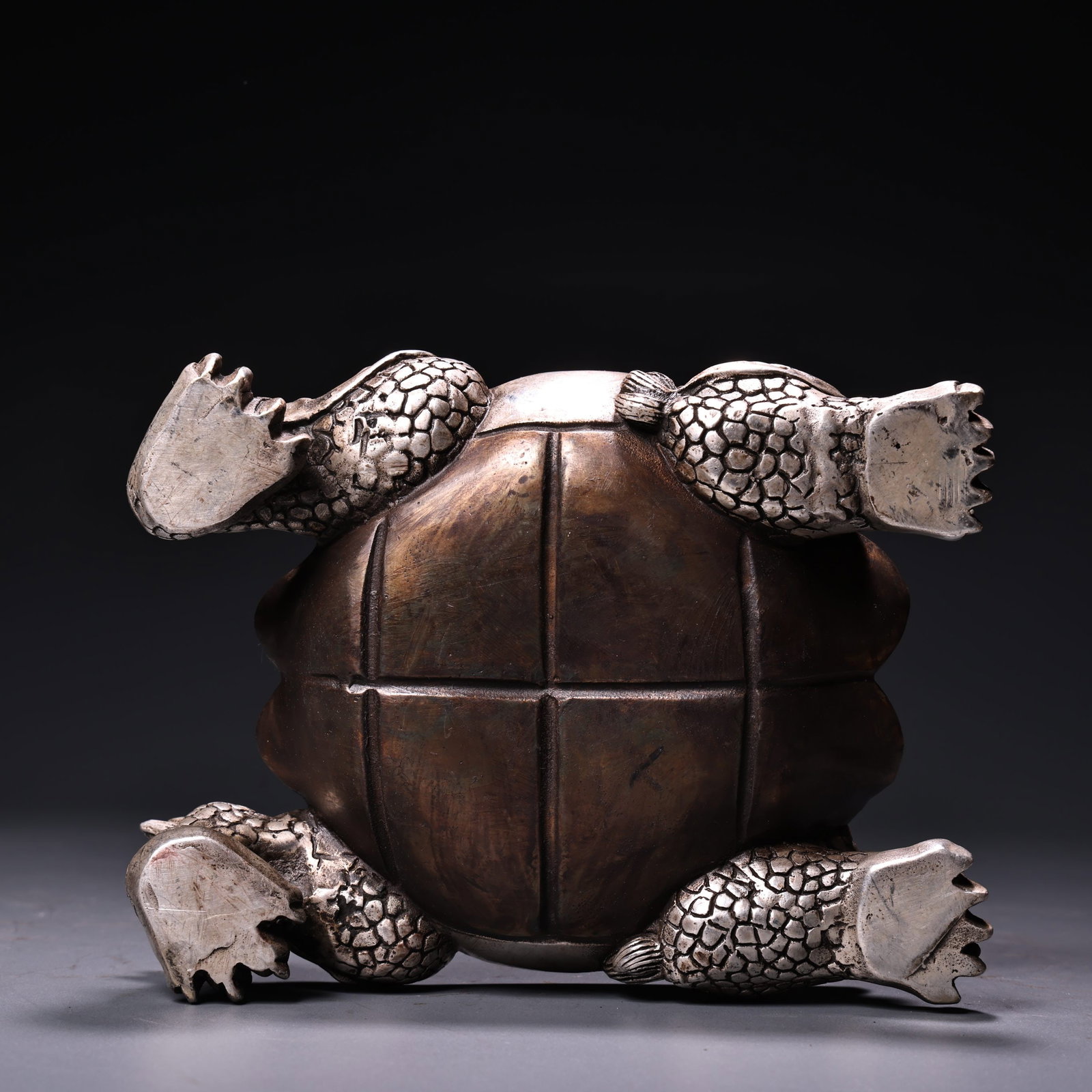 Old White Copper Dragon Turtle Incense Burner - 9