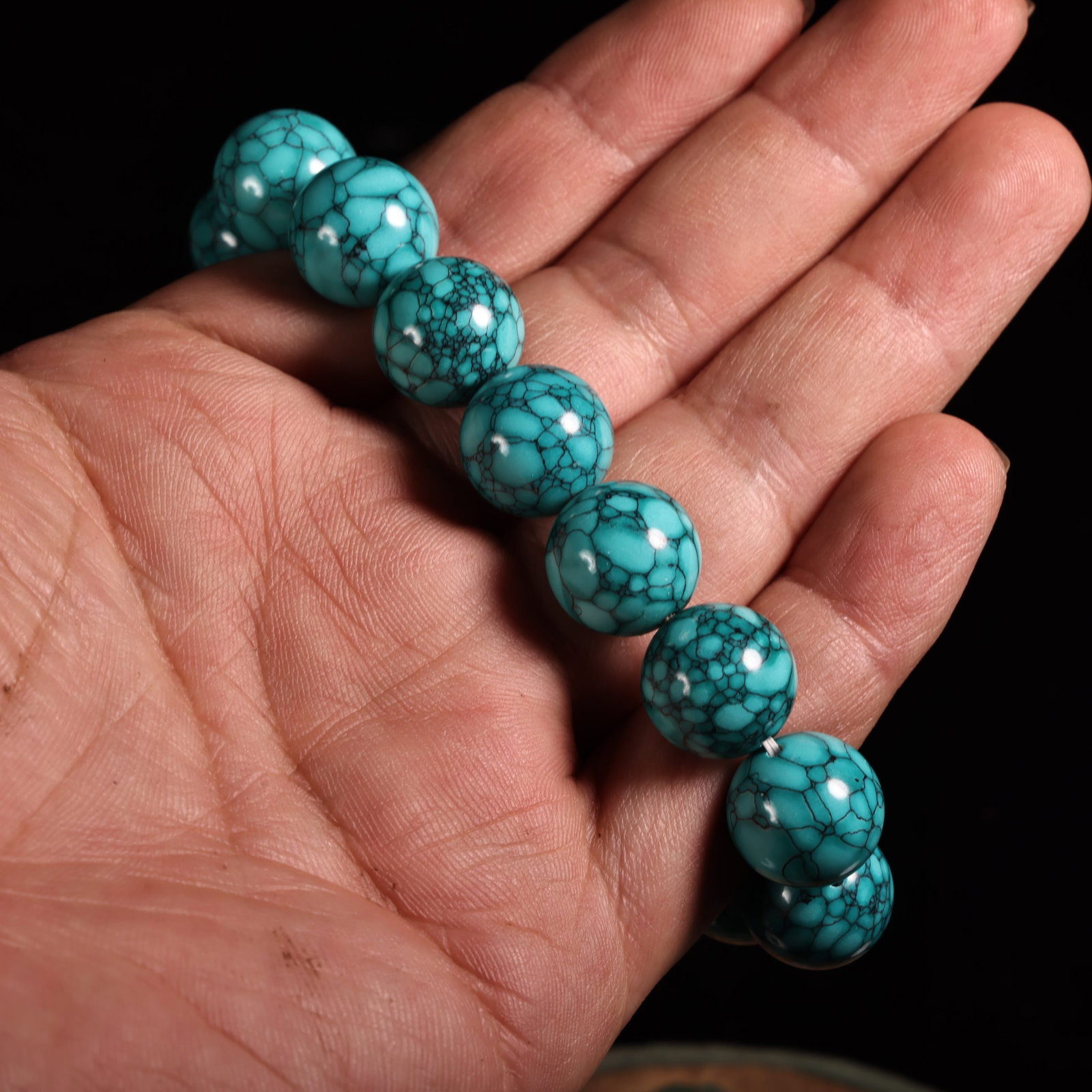 15mm Turquoise Beads Hand Chain w Box - 10