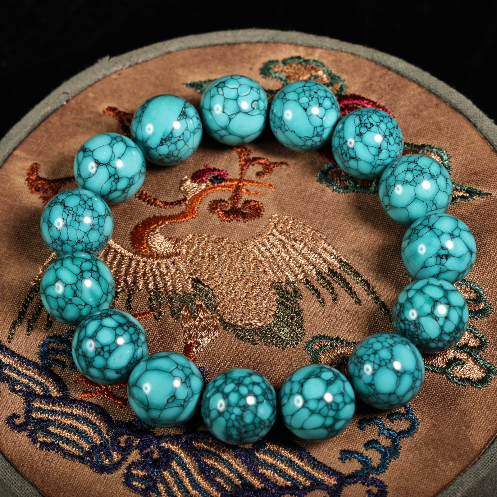 15mm Turquoise Beads Hand Chain w Box - 4