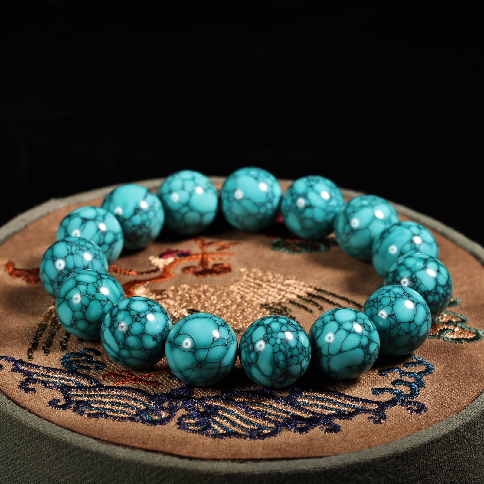 15mm Turquoise Beads Hand Chain w Box - 5