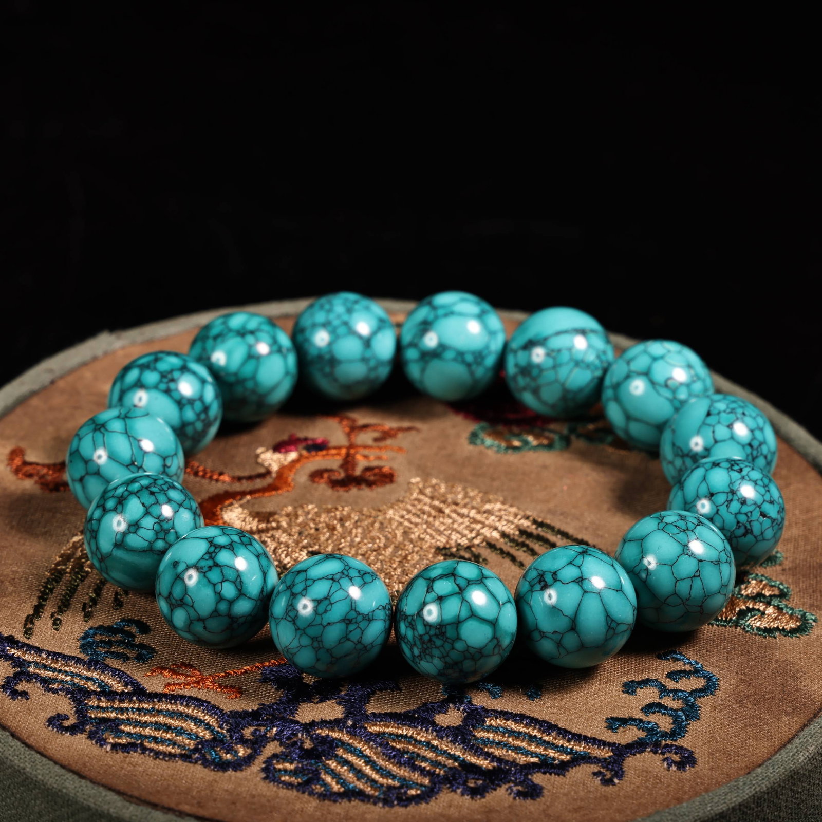 15mm Turquoise Beads Hand Chain w Box - 6