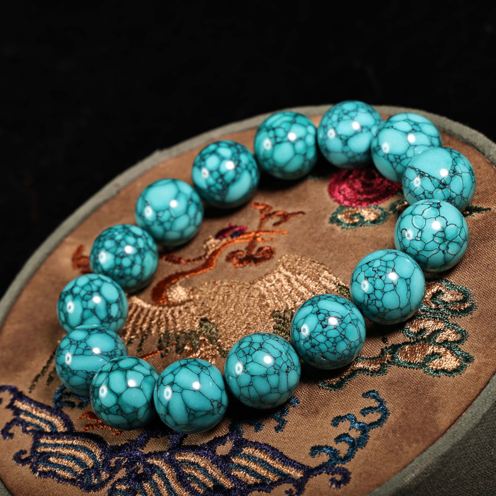 15mm Turquoise Beads Hand Chain w Box - 7