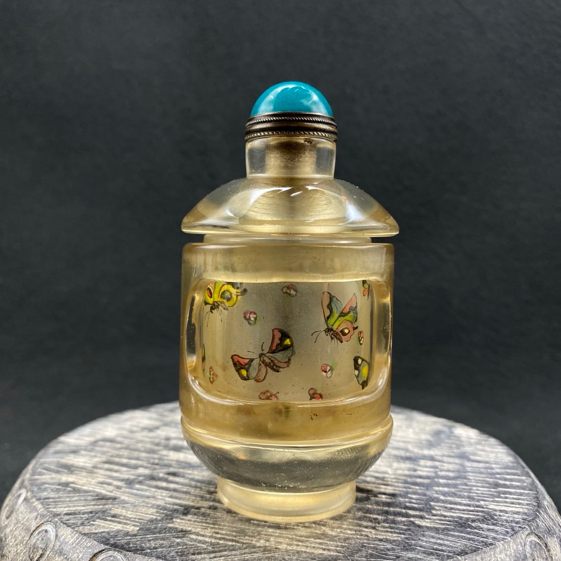 Old Peking Glass Inside Painting Butterfly Snuff Bottle - 2