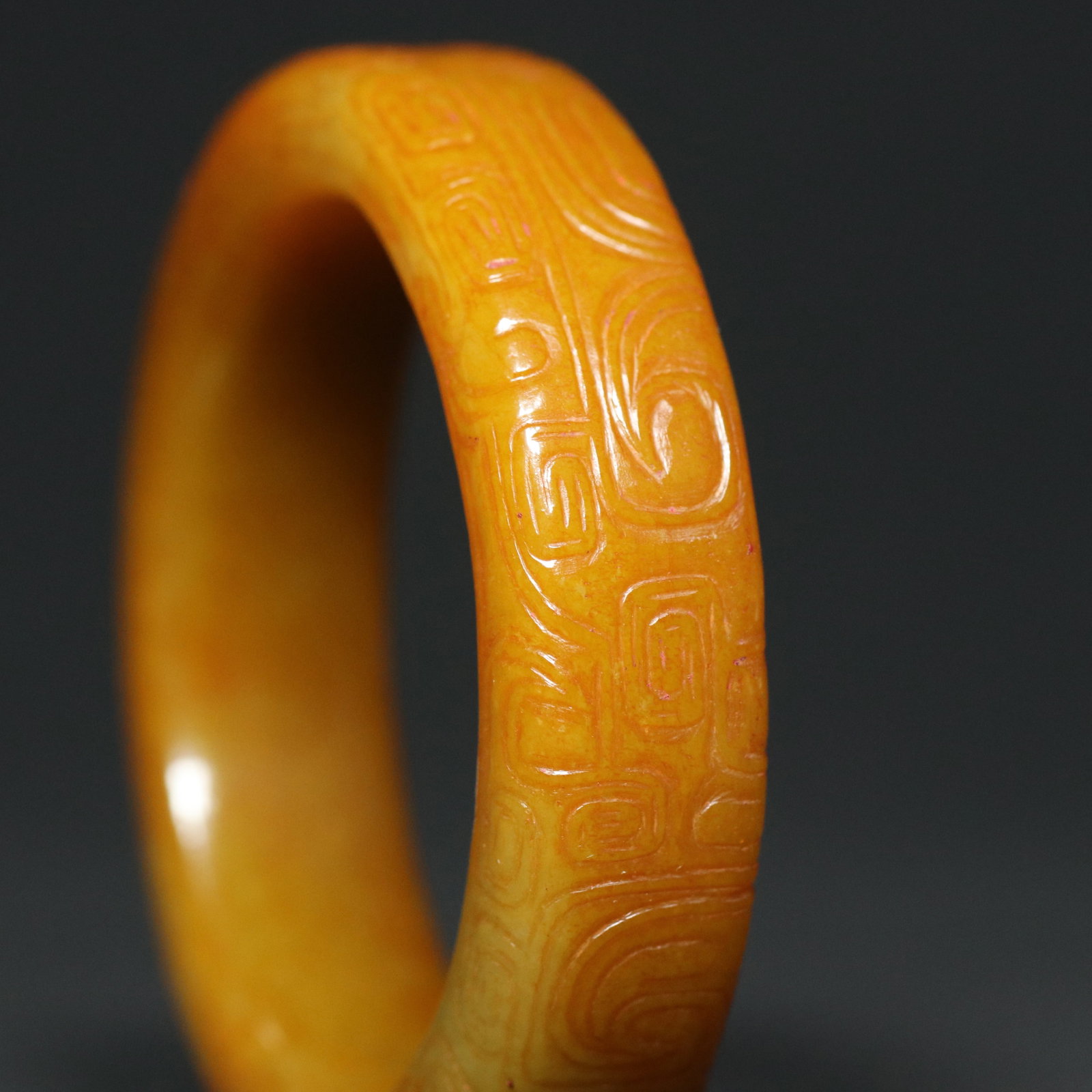 Inside Diameter 59mm Hetian Jade Dragon Phoenix Bracelet Bangle - 2